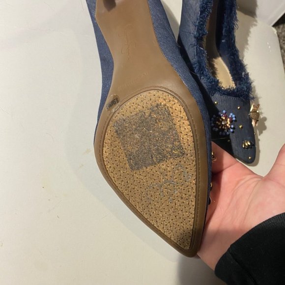 Women’s Blue Frilly Kitten Heels - Picture 6 of 7